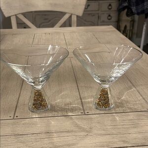 Oleg Cassini Crystal Martini Glasses with Gold Accents